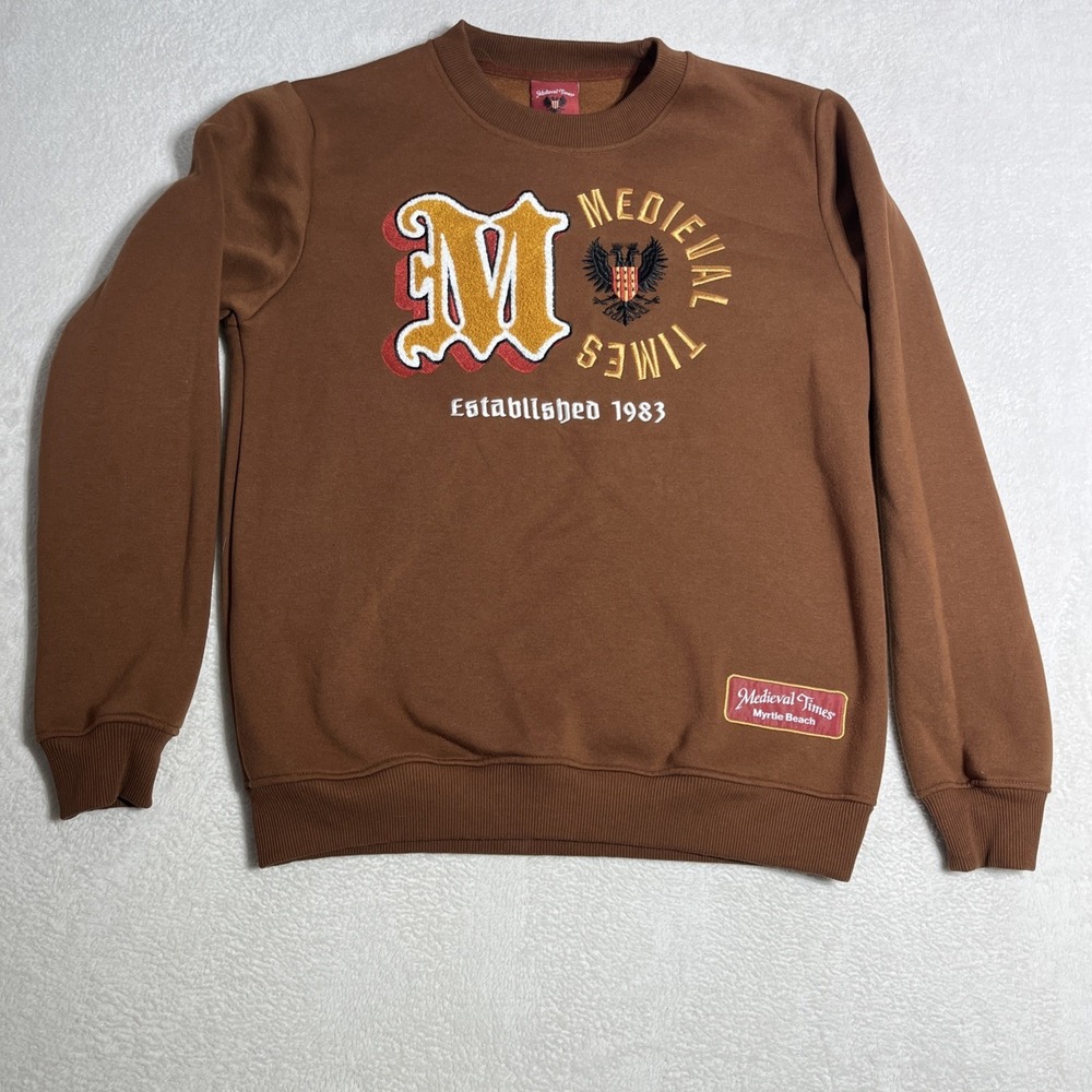 Medieval Times Men's Brown Size M Sweatshirt Embroidered Crew Neck